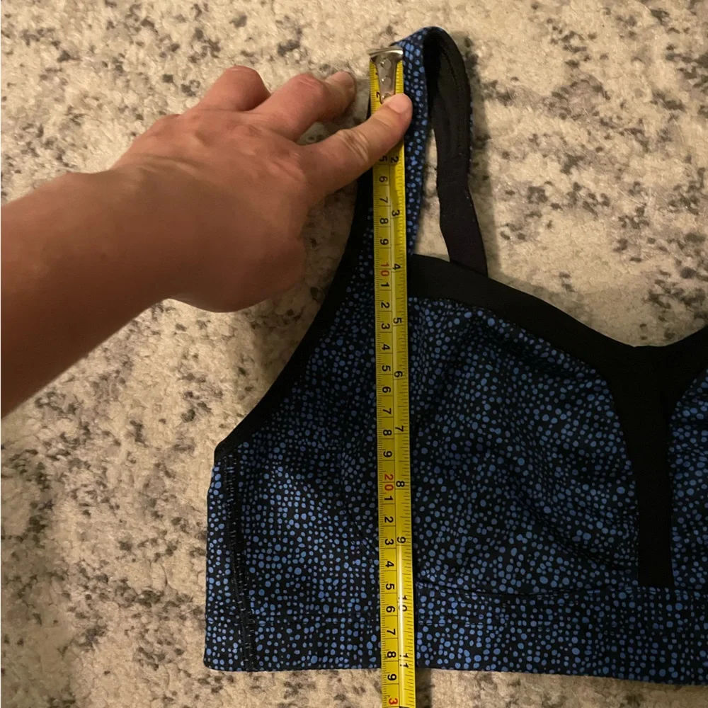 Lululemon Blue Polka Dot‎ Sports Bra Size 10 Athletic Yoga Running